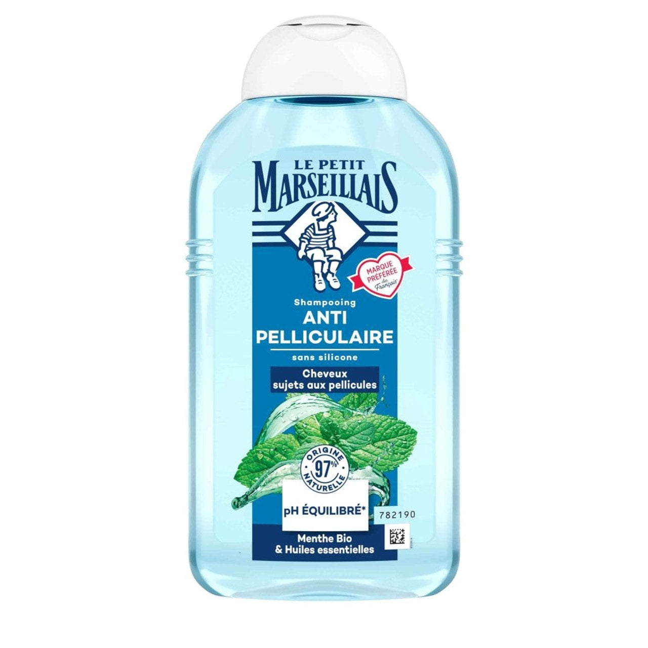 🇫🇷 2-in-1 Shampoo Anti-Dandruff + Organic Mint and Essential Oils, 8.45 fl oz (250ml)