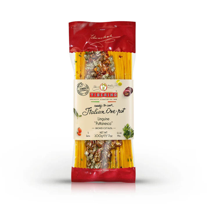🇮🇹 Italian Ready Meal: Linguine Puttanesca w/ Tomato, Capers & Olives [2 Servings], 8.8 oz (250g)