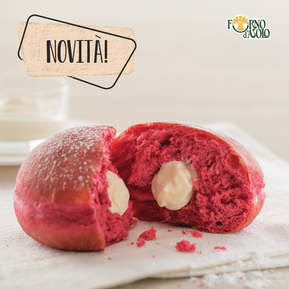 🇮🇹 4 Red Velvet Krapfen/Berliner w/ Pastry Cream by Forno D'Asolo, 2.2 oz (65g) [Frozen] ❄️