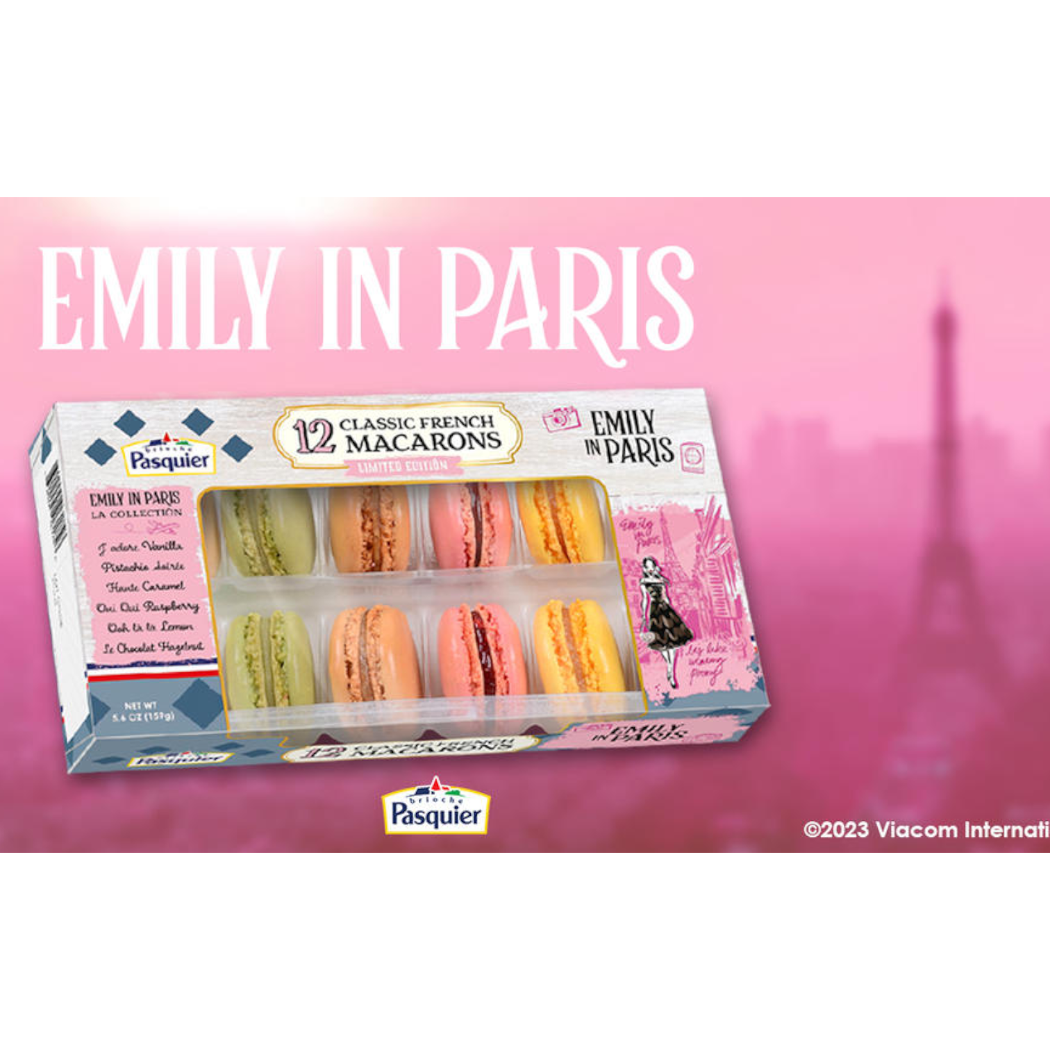 🇫🇷 12 'Emily in Paris' Limited-Edition Classic Macarons by Pasquier, 5.6 oz (159g)