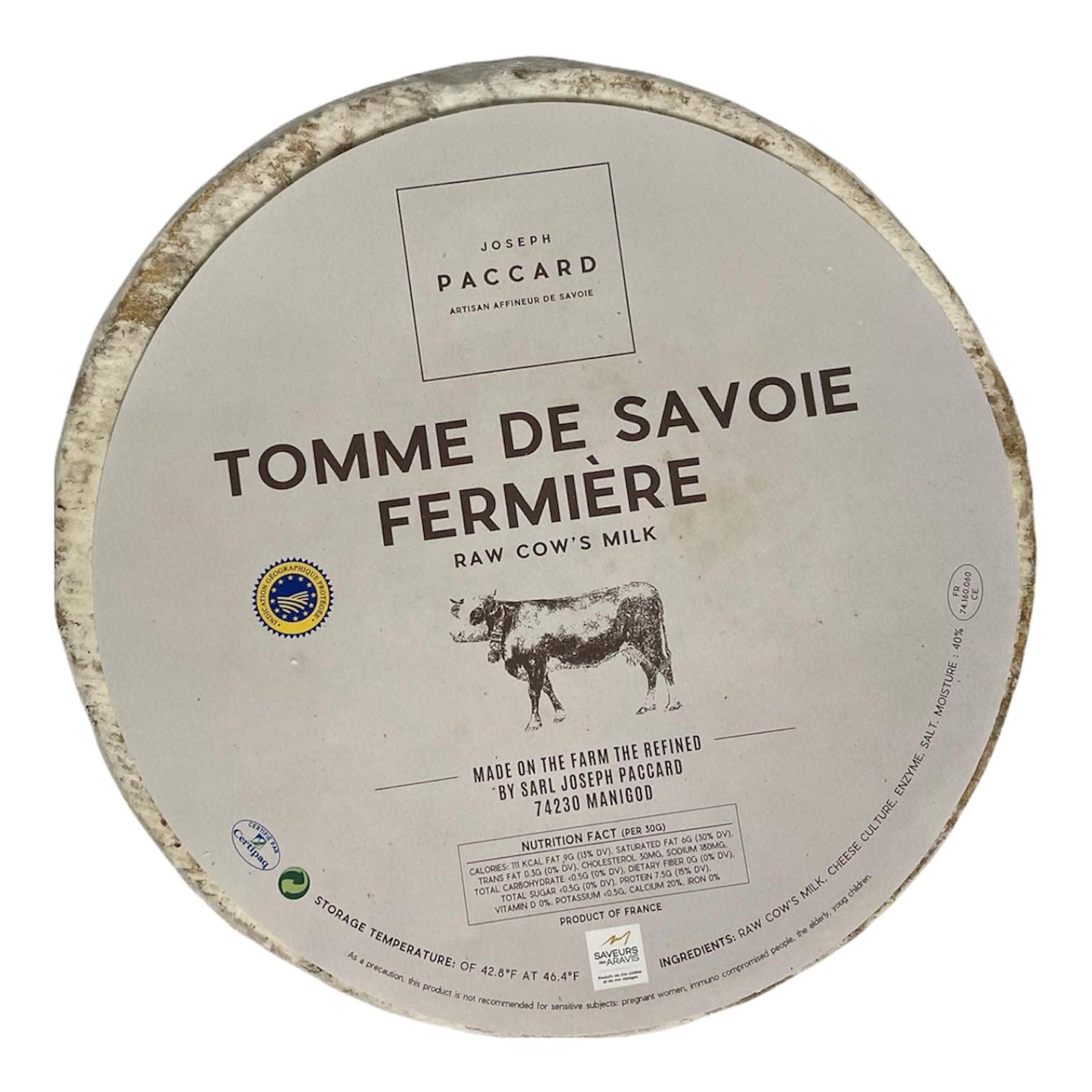 🇫🇷 Tomme Fermière de Savoie (Raw Cow's Milk) 🐄, 8 oz
