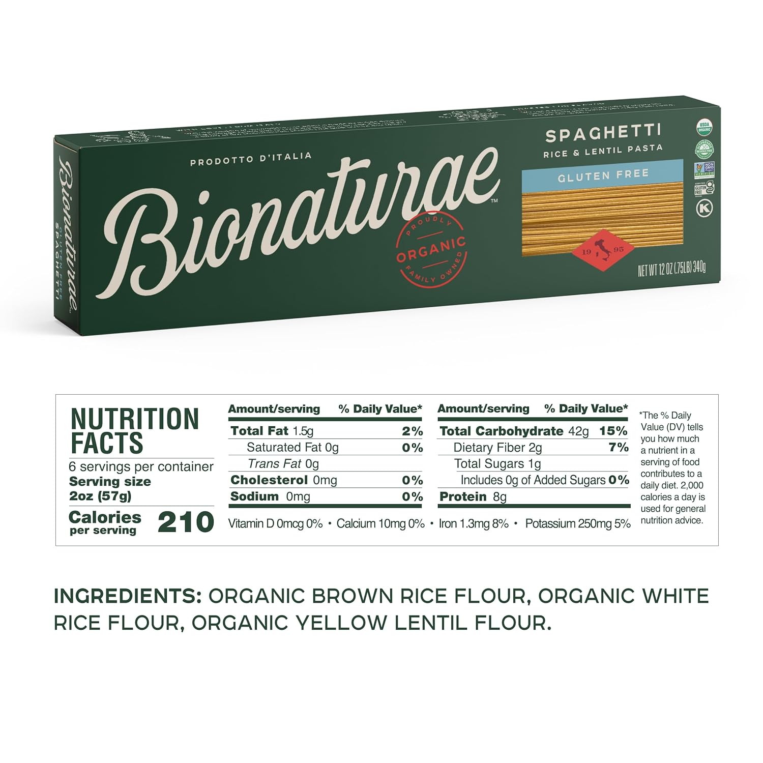 🇮🇹 Organic Gluten-Free Spaghetti, 12 oz (340g)