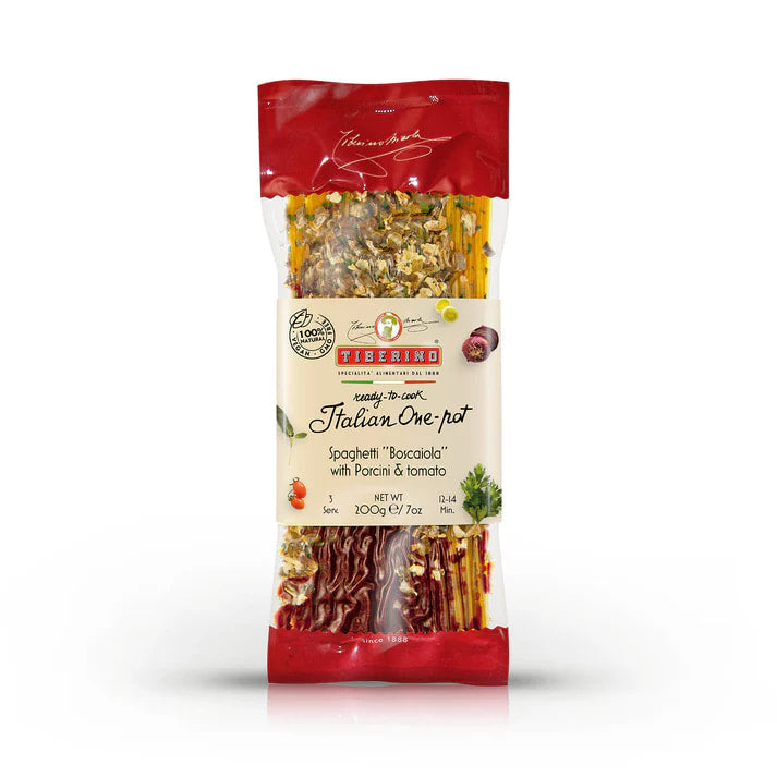 🇮🇹 Italian Ready Meal: Spaghetti "Boscaiola" w/ Porcini & Tomato Sauce [2 Servings], 8.8 oz (250g)