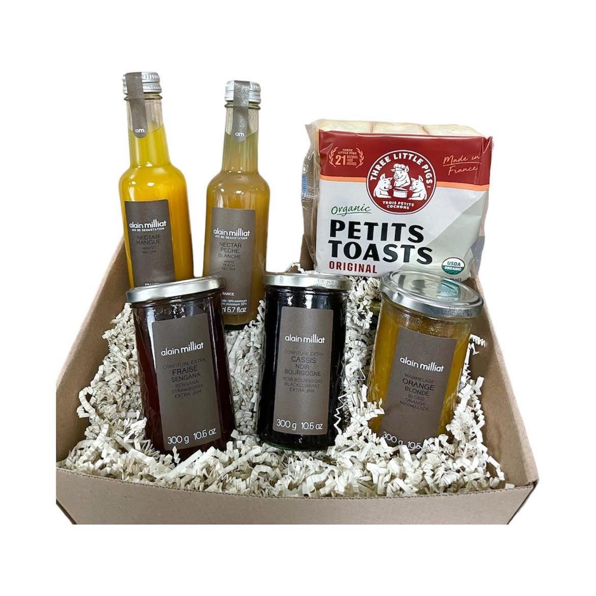 🌹🎁 Alain Milliat Gift Box, 2 Nectar and 3 Jams with Mini-Toast