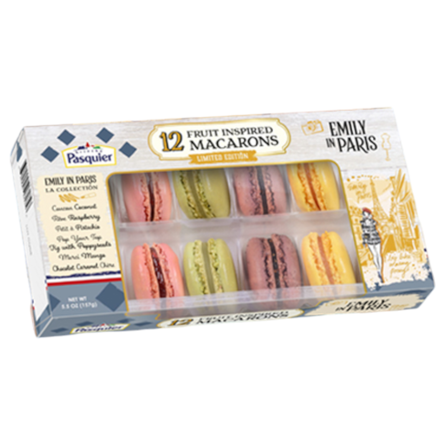 🇫🇷 12 'Emily in Paris' Limited-Edition Fruit Macarons by Pasquier, 5.5 oz (157g)