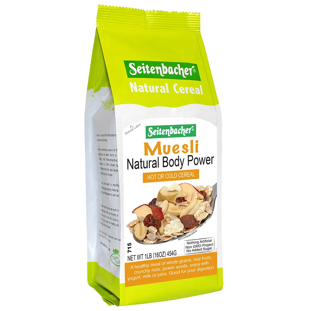 🇩🇪 Muesli #1 Natural Body Power Whole Grain Cereals w/ Nuts, 16 oz (454g)