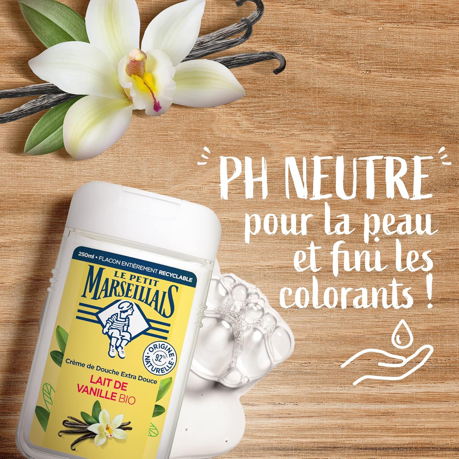 🇫🇷 Organic Vanilla Milk Extra Gentle Shower Gel, 8.4 fl.oz (250 ml)