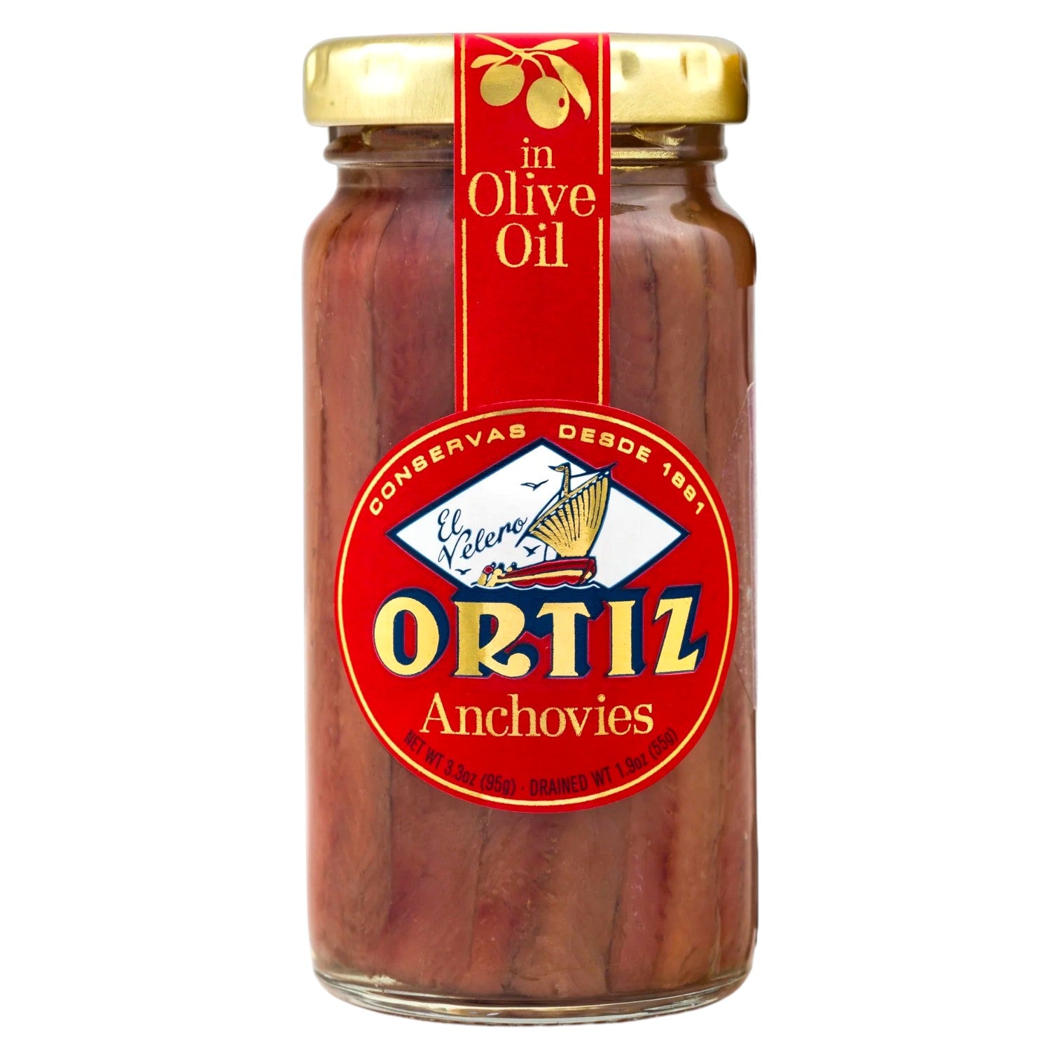 🇪🇸 Old Style Recipe Anchovy Fillets in Glass Jar, 3.3 oz (95g)