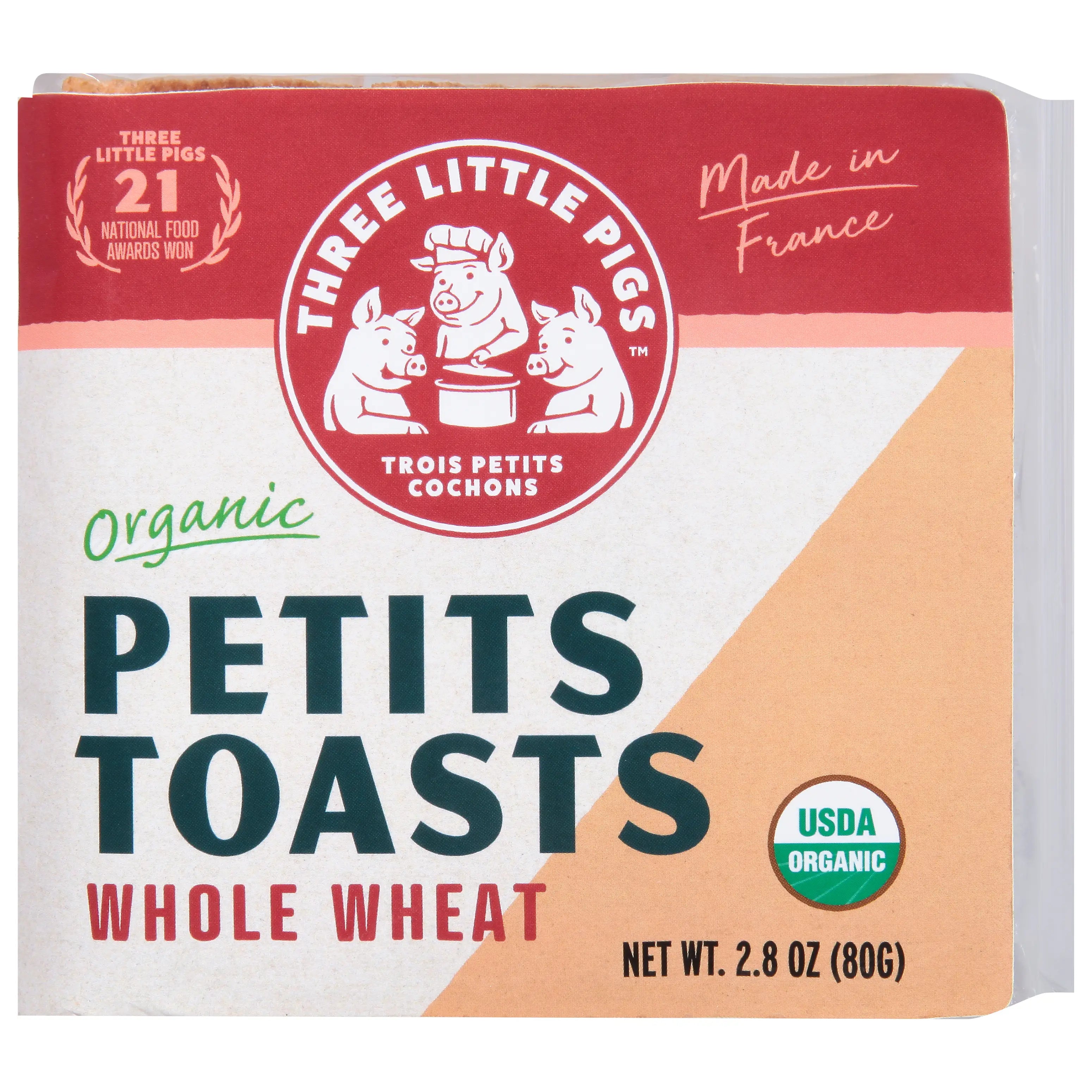 🇫🇷 Organic Whole Wheat Petits Toasts, 2.8 oz (80g)