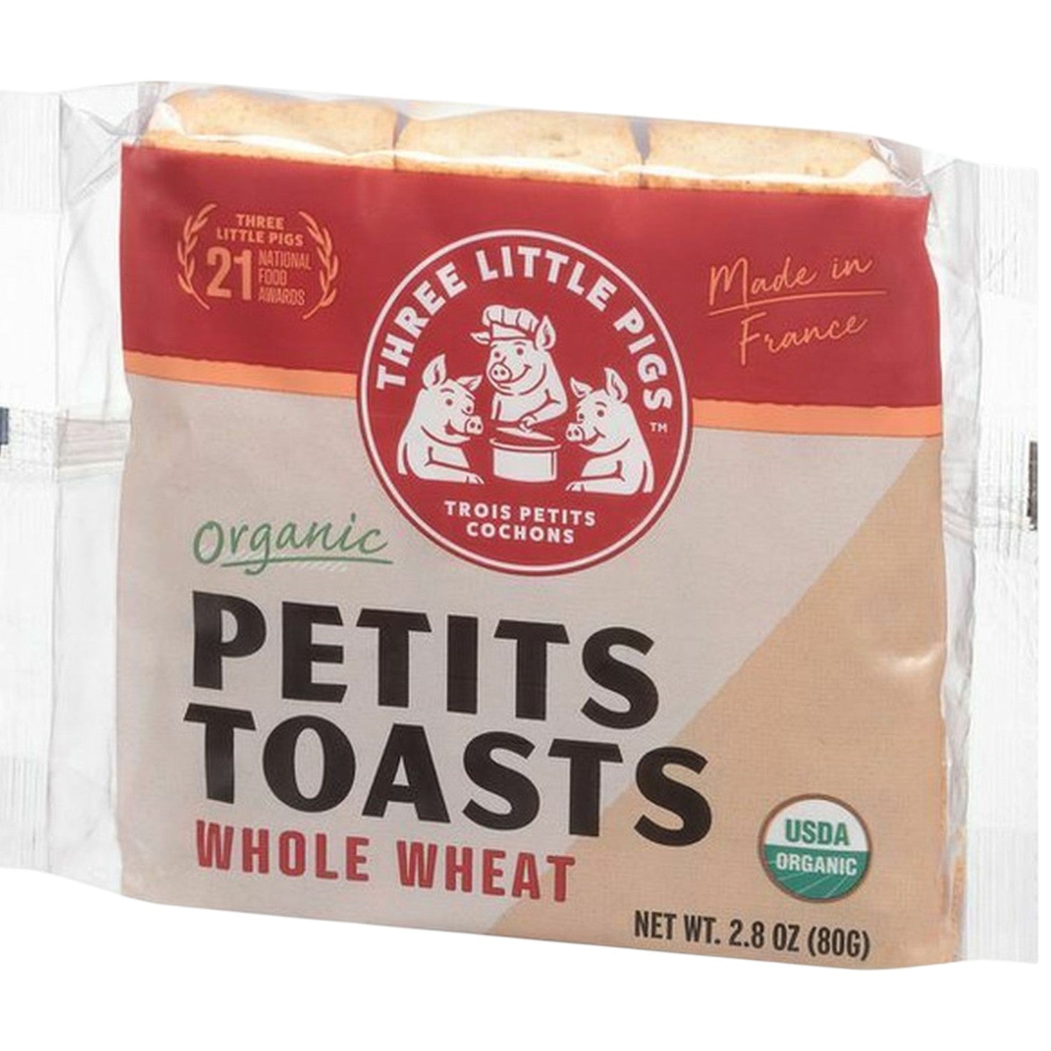 🇫🇷 Organic Whole Wheat Petits Toasts, 2.8 oz (80g)