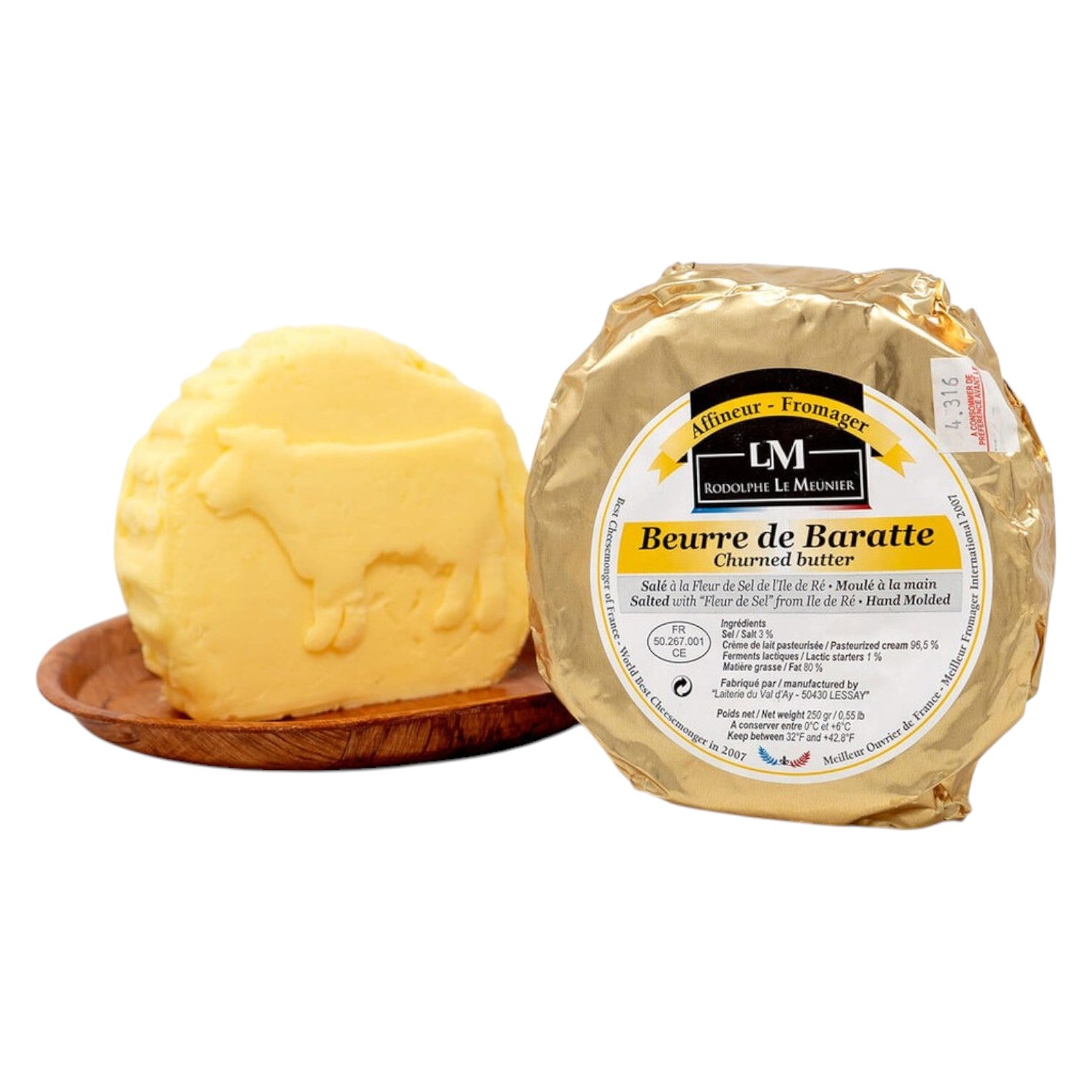 🇫🇷 Salted Churned Butter w/ Île de Ré ou 'Fleur de Sel, 8.8 oz (250g)