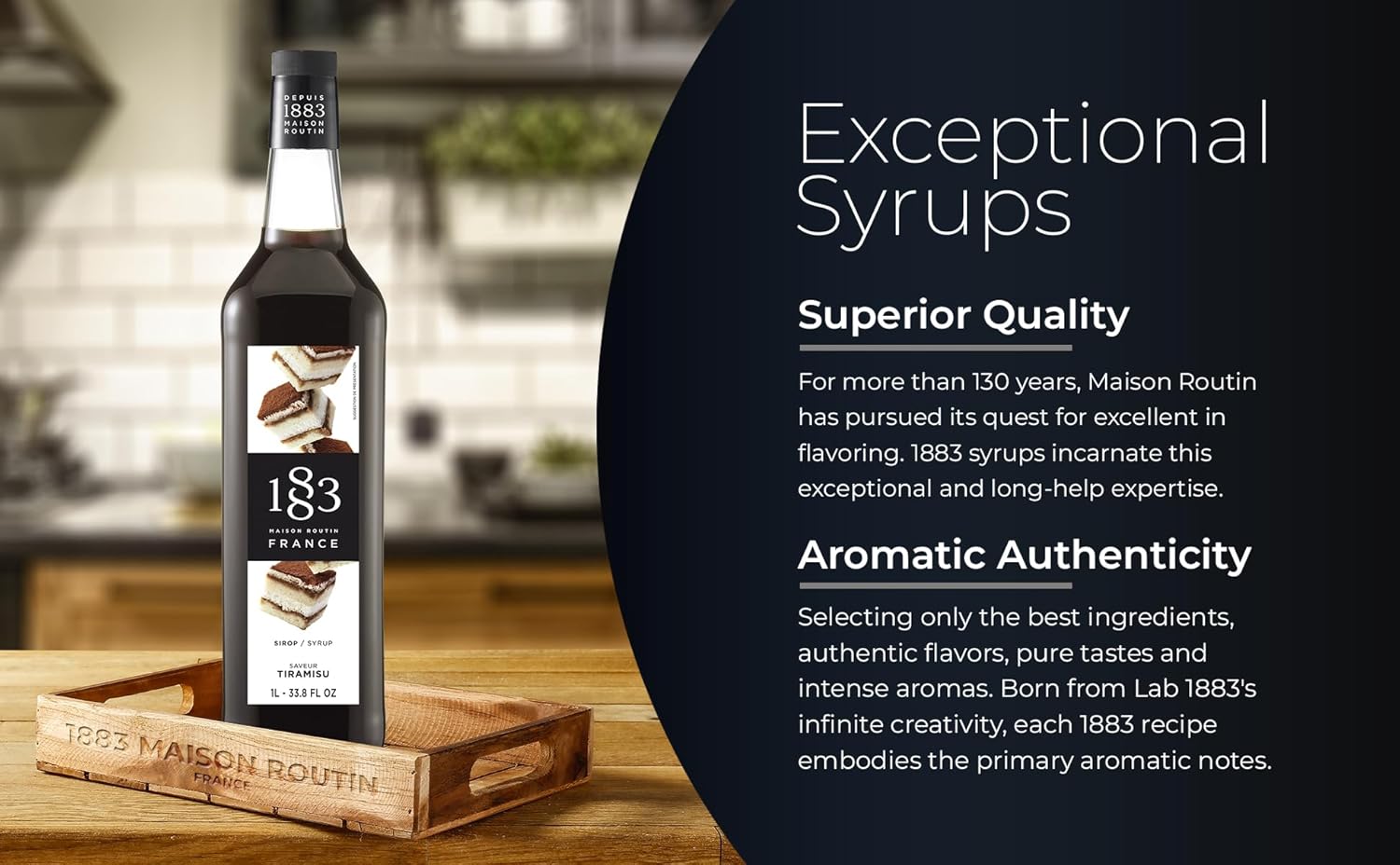 🇫🇷 1883 Tiramisu Syrup - French Premium Syrup, 33.8 fl oz (1 liter)