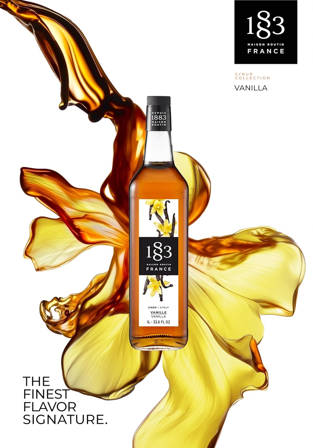🇫🇷 1883 Vanilla Syrup - French Premium Syrup, 33.8 fl oz (1 liter)