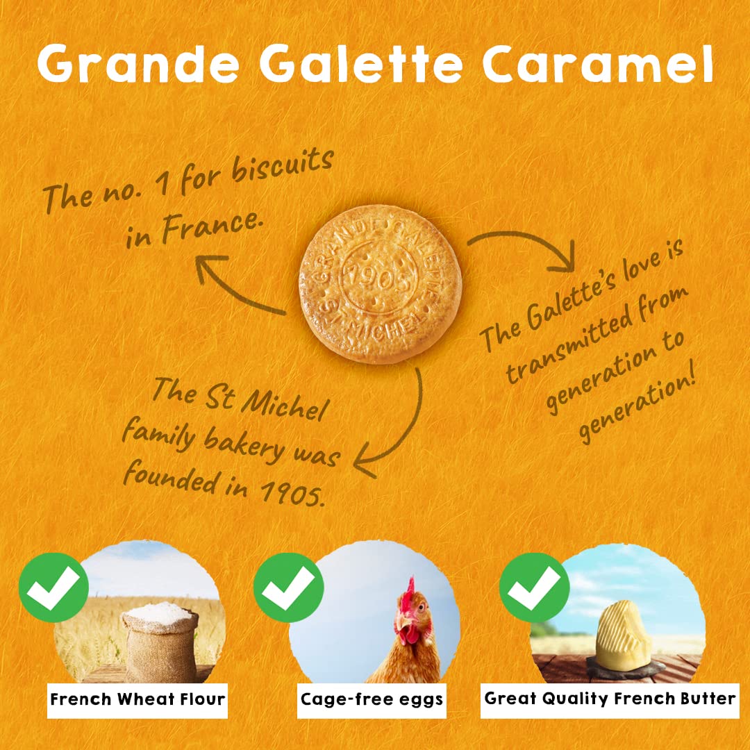 🇫🇷 Caramel Grandes Galettes Butter Cookies Biscuits, 5.29 oz (150g)