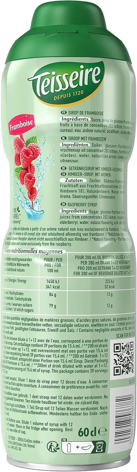 🇫🇷 Raspberry Syrup, 20.3 fl oz (600ml)