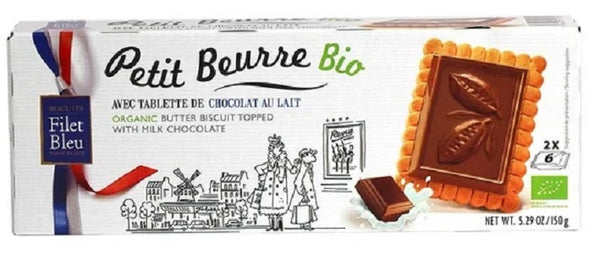 FILET BLEU BIO PETIT BEURRE W/MILK CHOCOLATE 150 GR
