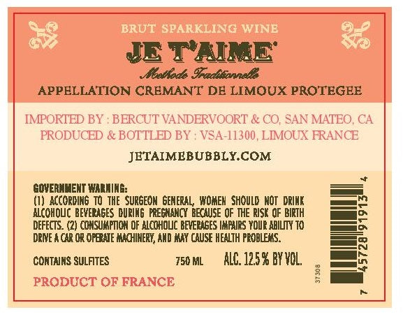 Je T'Aime Limoux Cremant Brut Blanc