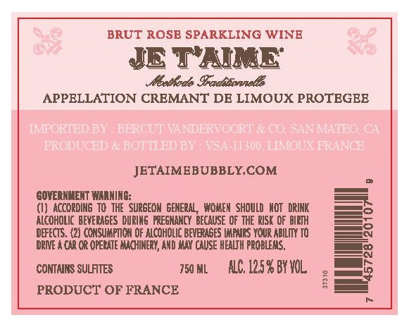 Je T'Aime Limoux Cremant Brut Rose