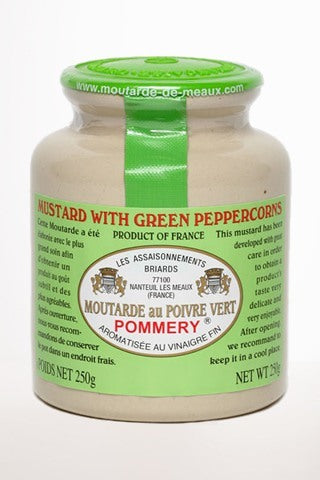 Gourmet Food - Green Peppercorn Pommery Mustard Stone Jar 250g 8.8 Oz